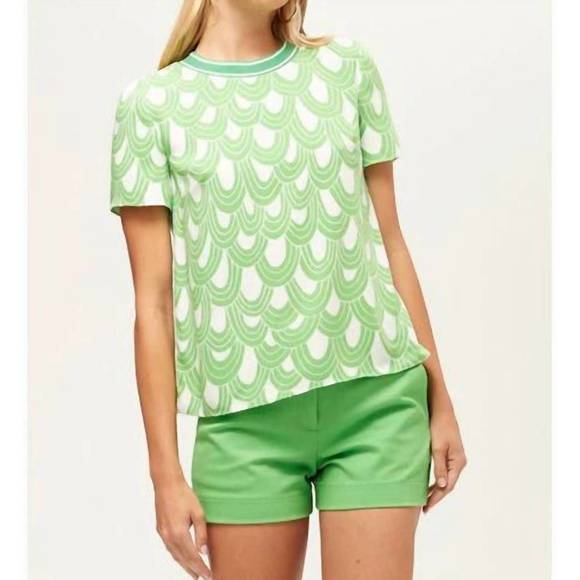 Trina Turk | Tops | New Trina Turk Sugar Hill Top In Greenwhite | Poshmark
